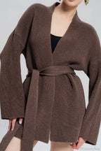 Lazy-Style Oversized Belted Knit Cardigan image 1