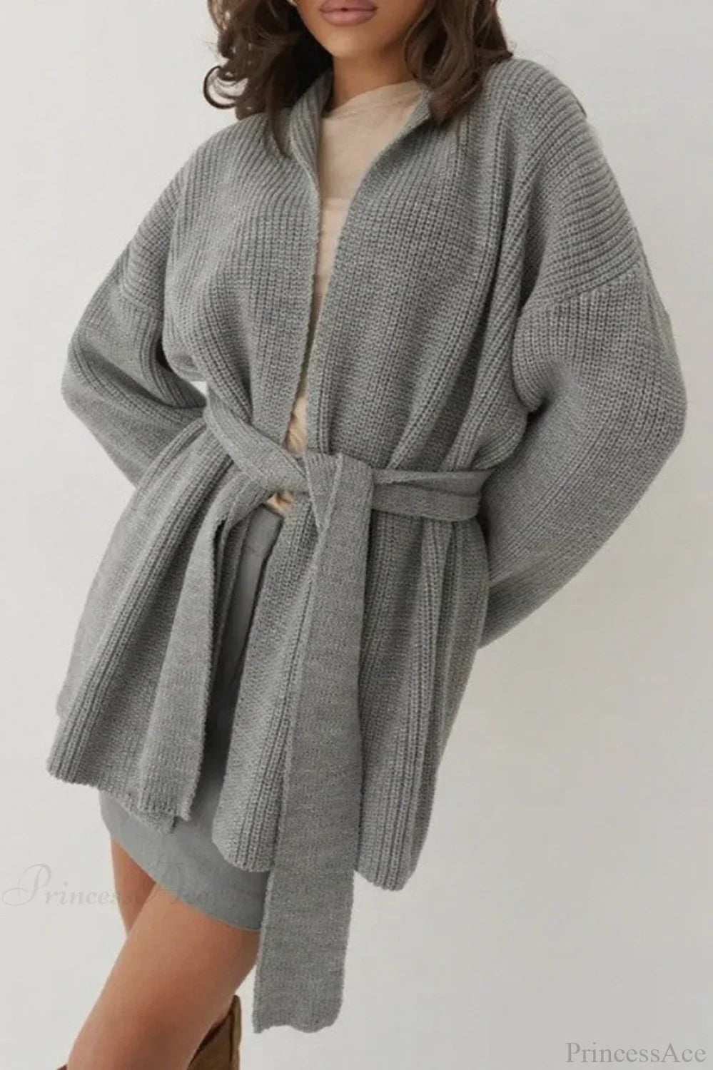 Lazy-Style Oversized Belted Knit Cardigan image 2