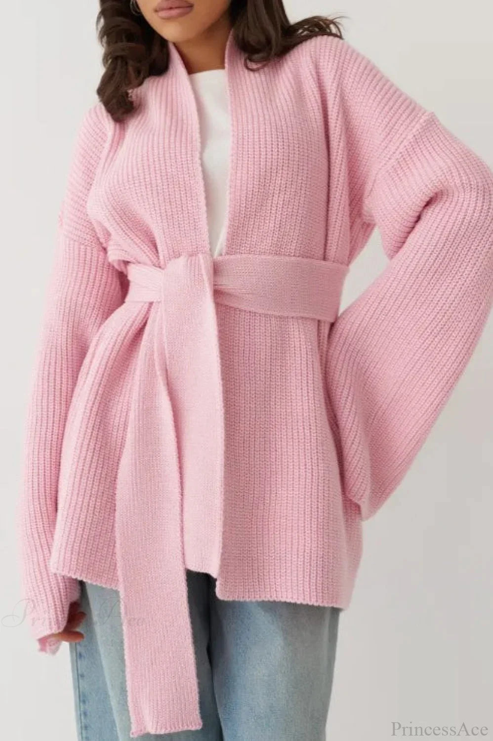 Lazy-Style Oversized Belted Knit Cardigan image 4