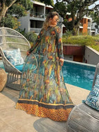 Leaf Print Mesh Beach Cover Up image 2
