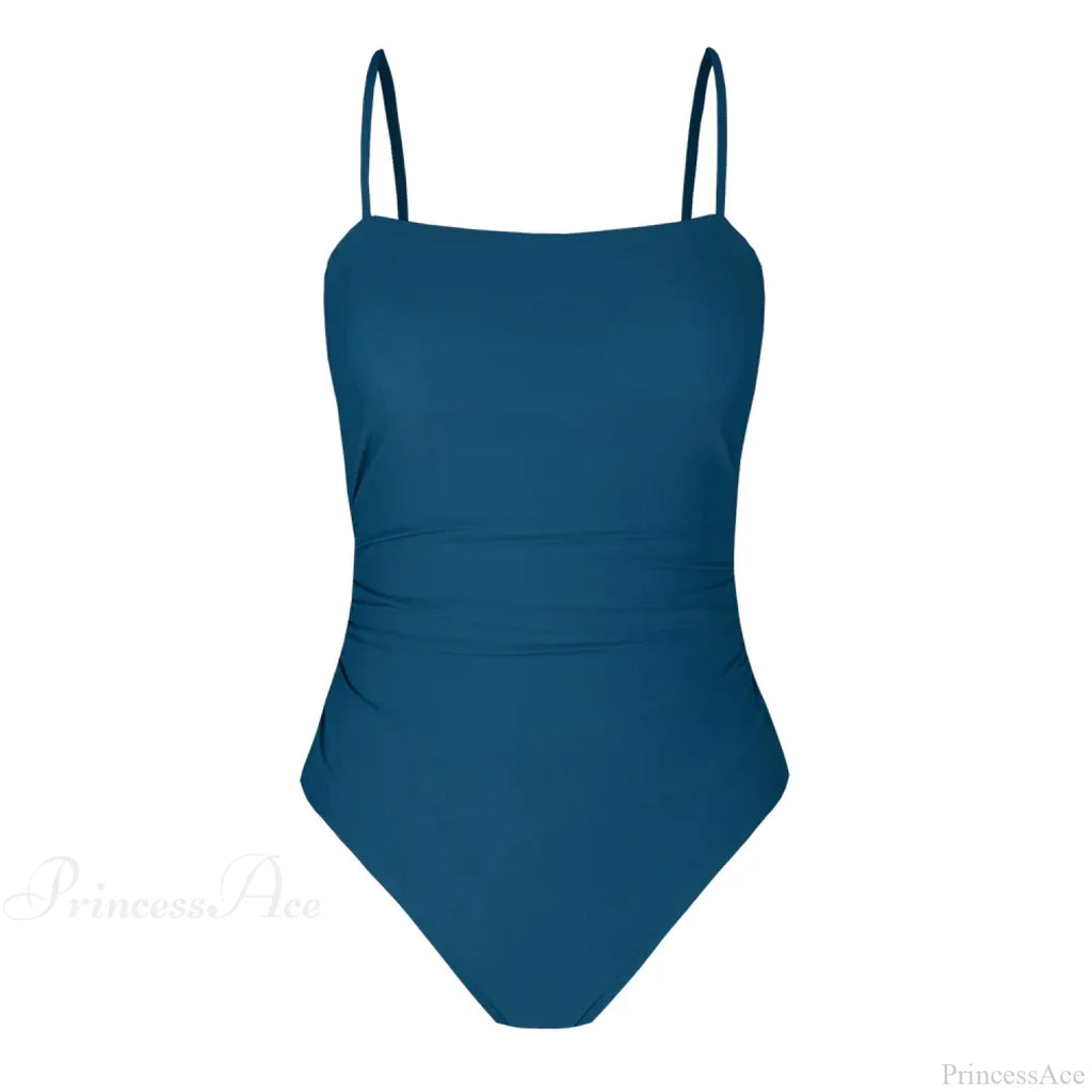 Leaf Print Shirred Square Neck One Piece Set image 3