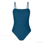 Leaf Print Shirred Square Neck One Piece Set image 3