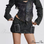 Leather Belted Wrap Charming Micro Mini Skirt image 2