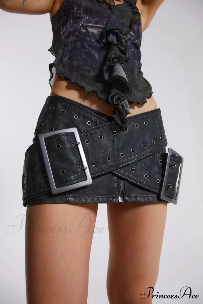 Leather Belted Wrap Charming Micro Mini Skirt image 7