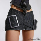 Leather Belted Wrap Charming Micro Mini Skirt image 1