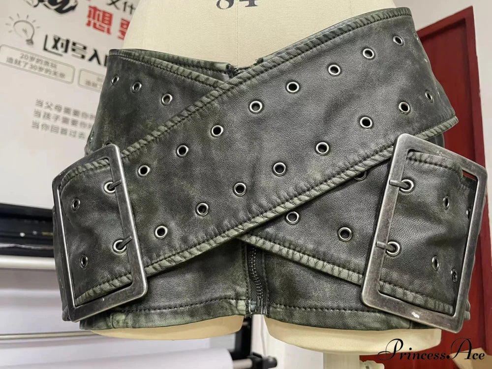Leather Belted Wrap Charming Micro Mini Skirt image 3