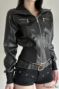 Leather Pocket Patchwork Dark Utility Jacket image 1
