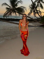 Leaves Print Tunic Three Piece Swimsuit image 3