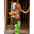 Leaves Print Tunic Three Piece Swimsuit image 13