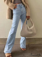 Leg Straight Denim Casual Fashion Women's - Baggy Jeans High Waist Fit image 1