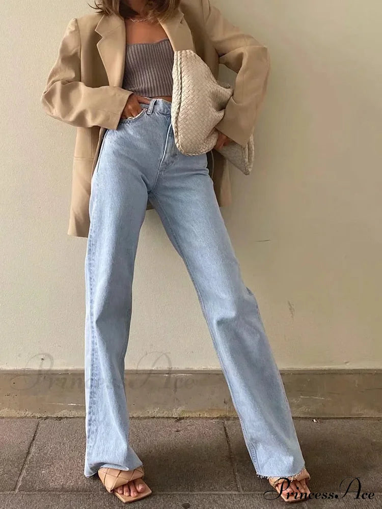 Leg Straight Denim Casual Fashion Women's - Baggy Jeans High Waist Fit image 2
