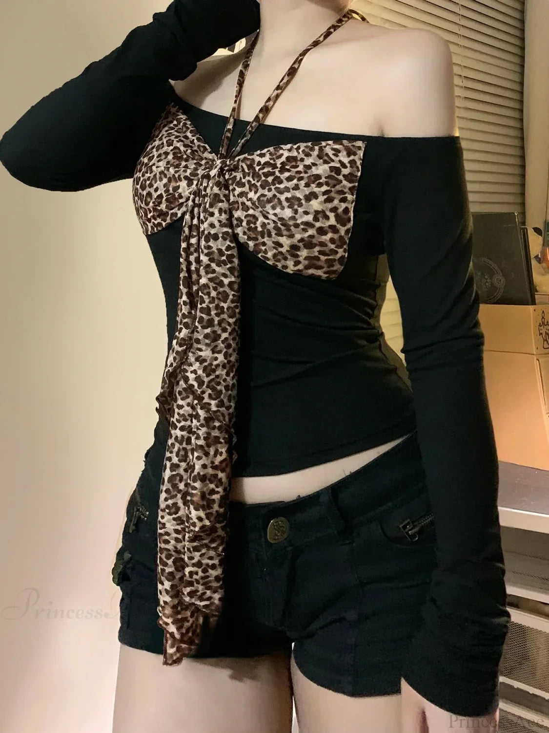 Leopard Arch Halter Knit Top image 2