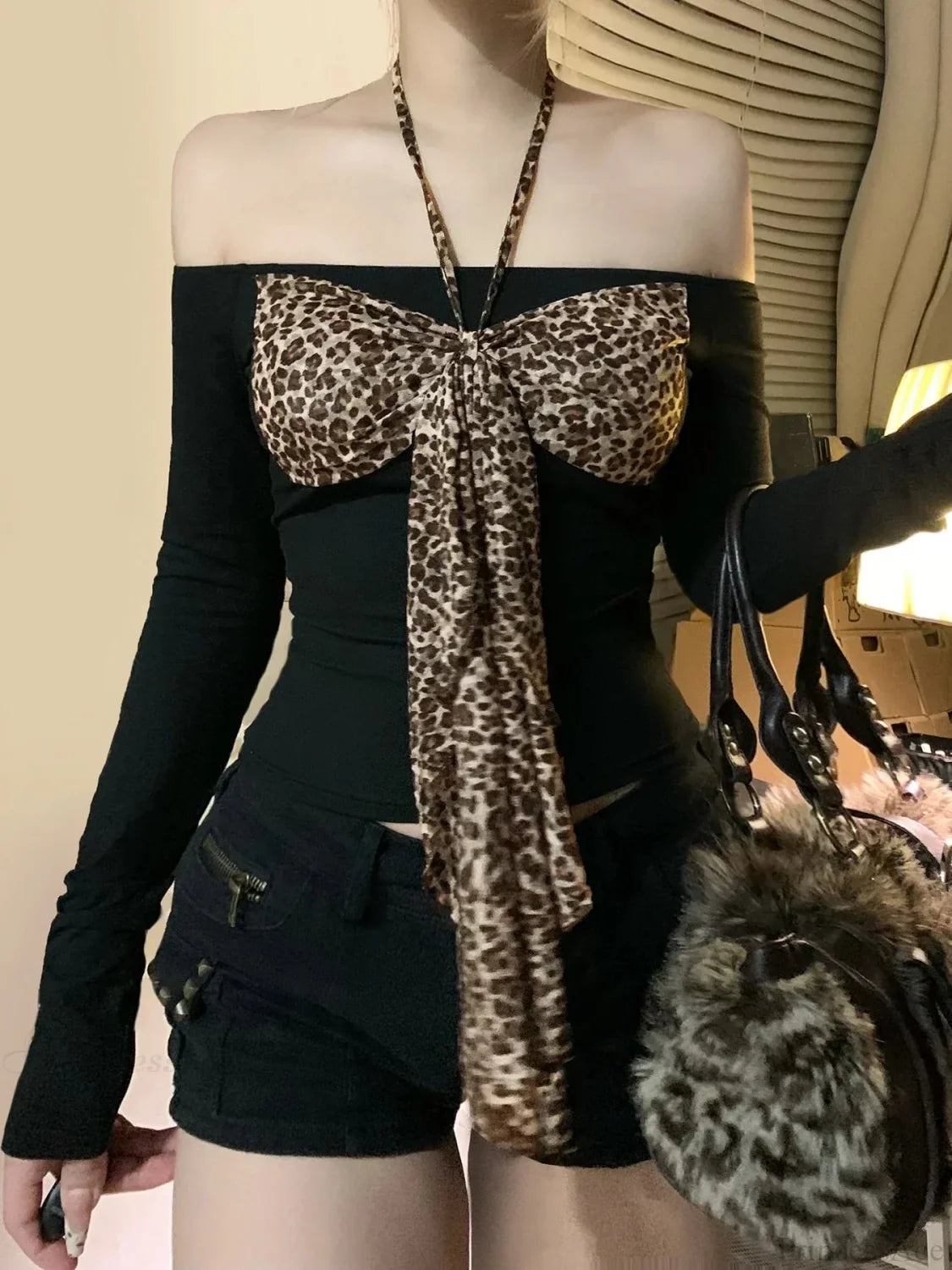 Leopard Arch Halter Knit Top image 6