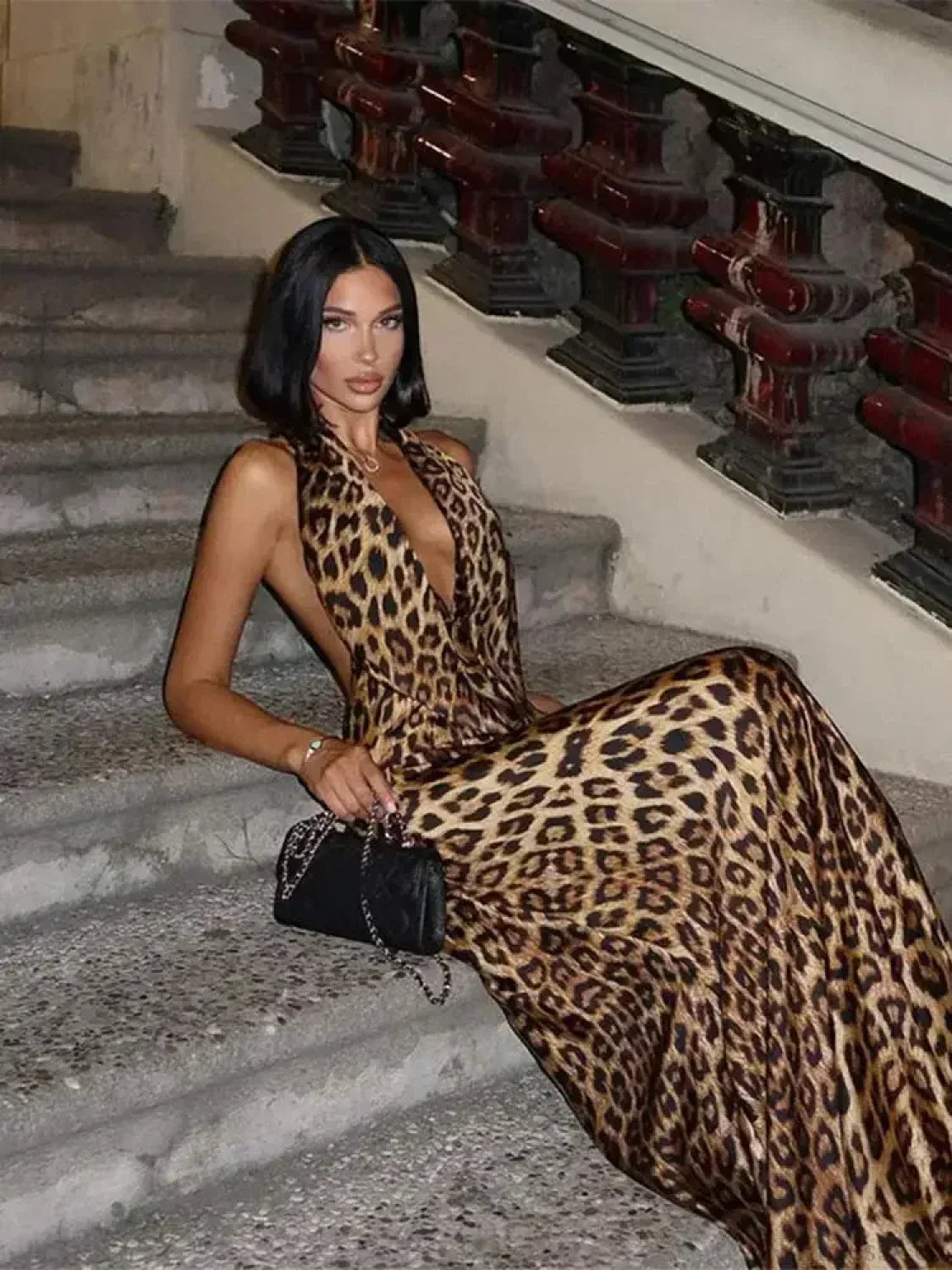 Leopard Backless Camisole Party Dress image 5