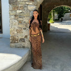 Leopard Bow Long Skirt Three Piece Swimsuit image 2