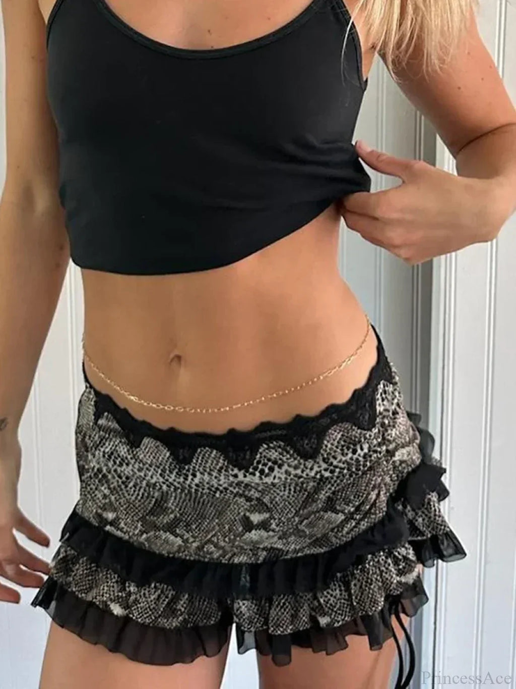Leopard Drawstring Retro Skirt image 3