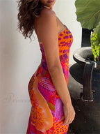 Leopard Floral Print Tube for Women Summer Party Beach Strapless Off Shoulder Slim Vestidos New image 4