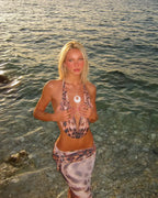 Leopard Lace Up Skirt Three Piece Swimsuit image 2