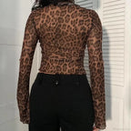 Leopard Mesh Knit Top image 3