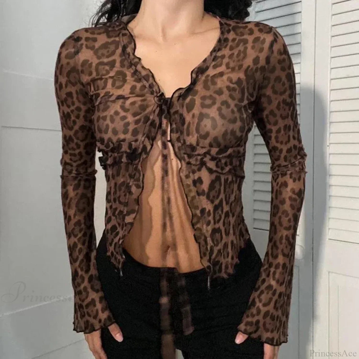 Leopard Mesh Knit Top image 1