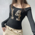 Leopard Off-shoulder Knit Top image 2