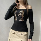 Leopard Off-shoulder Knit Top image 3