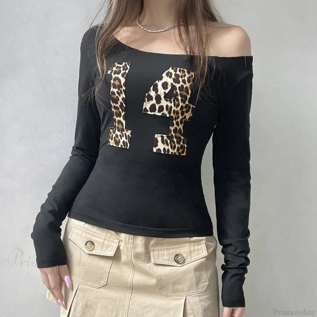 Leopard Off-shoulder Knit Top image 1