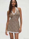 Leopard Patchwork Halter Mini Dress image 2