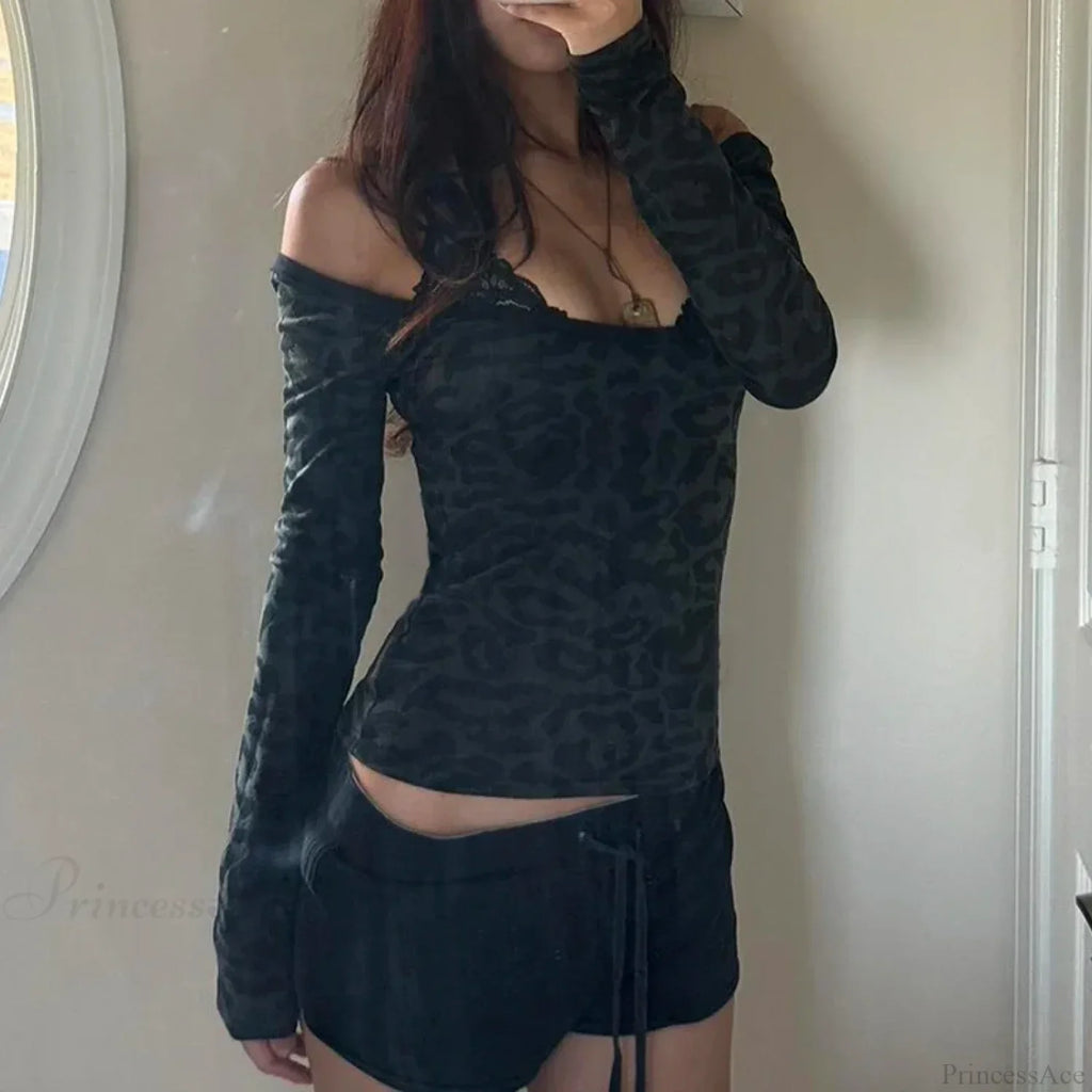 Leopard Patchwork Knit Top image 1