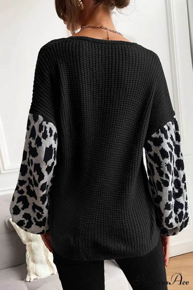 Leopard Patchwork Pullover Sweater image 6