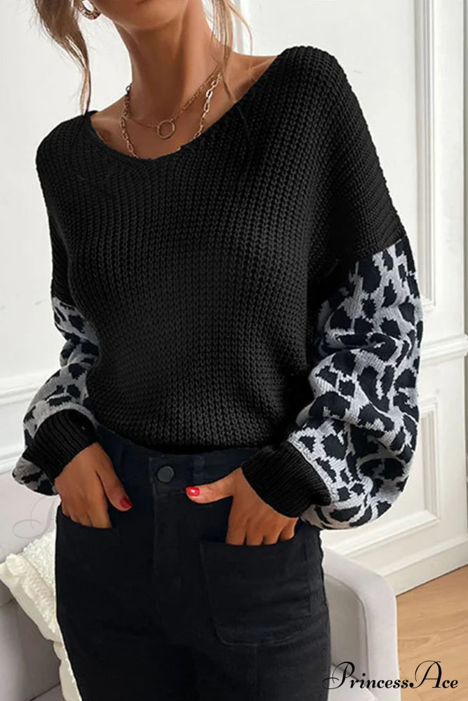 Leopard Patchwork Pullover Sweater image 5