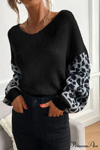 Leopard Patchwork Pullover Sweater image 5