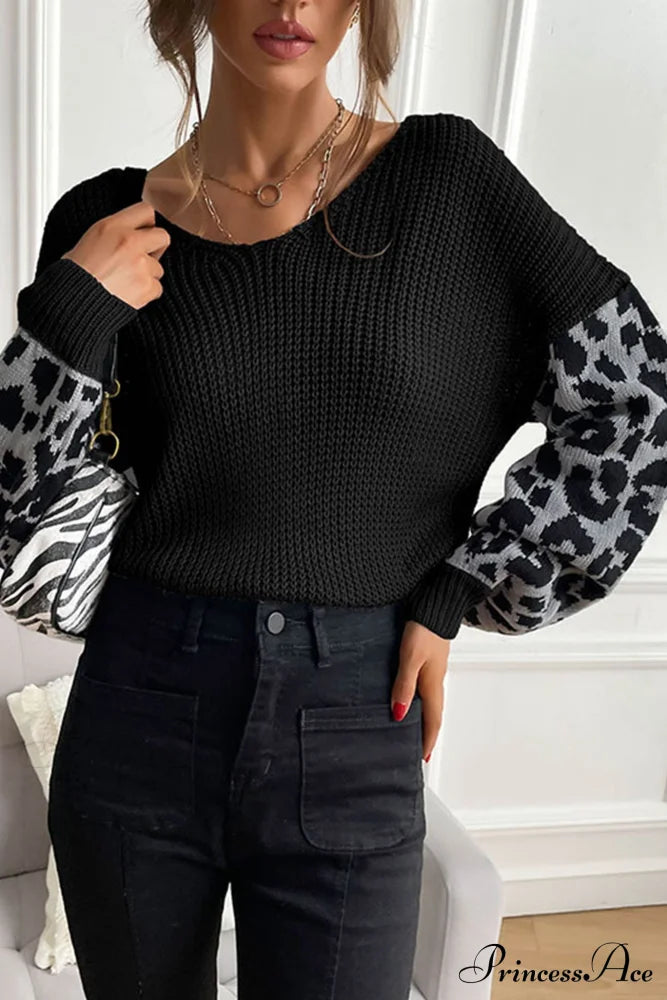 Leopard Patchwork Pullover Sweater image 4