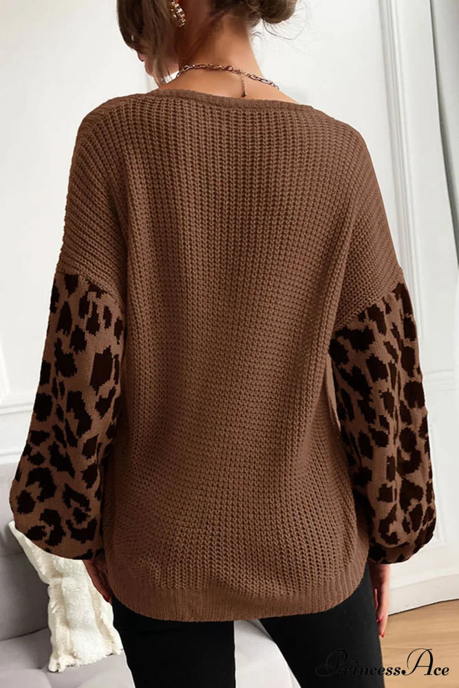 Leopard Patchwork Pullover Sweater image 3