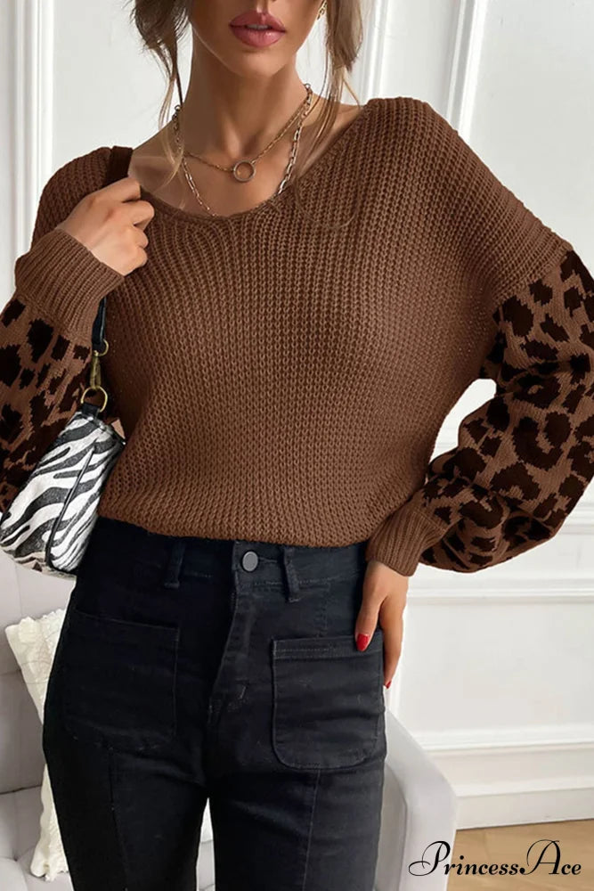 Leopard Patchwork Pullover Sweater image 2