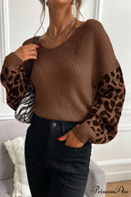 Leopard Patchwork Pullover Sweater image 1