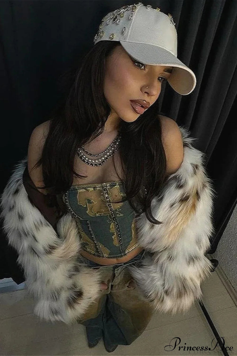 Leopard Print Faux Fur Long-Sleeve Warm Coat image 2