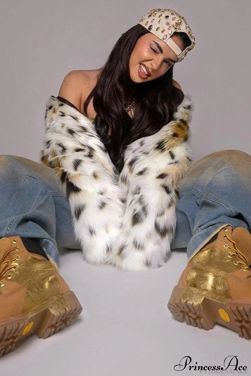 Leopard Print Faux Fur Long-Sleeve Warm Coat image 4