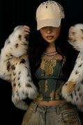 Leopard Print Faux Fur Long-Sleeve Warm Coat image 3