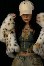 Leopard Print Faux Fur Long-Sleeve Warm Coat image 3