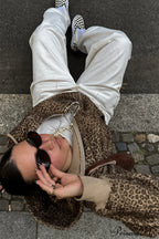 Leopard Print Fuzzy Zip Hoodie image 4