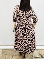 Leopard Print Graceful Bowknot Pleated Dress image 3