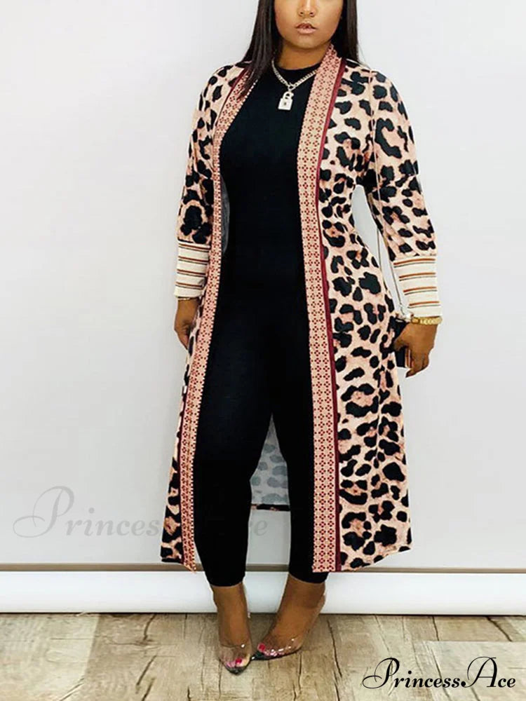 Leopard Print Graceful Bowknot Pleated Dress image 1