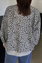 Leopard Print Half-Zip V-Neck Long Sleeve Sweatshirt image 16