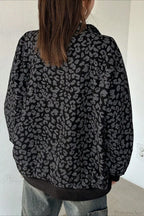 Leopard Print Half-Zip V-Neck Long Sleeve Sweatshirt image 9