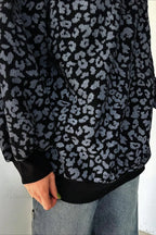 Leopard Print Half-Zip V-Neck Long Sleeve Sweatshirt image 11