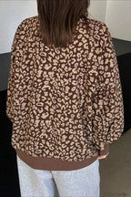 Leopard Print Half-Zip V-Neck Long Sleeve Sweatshirt image 4