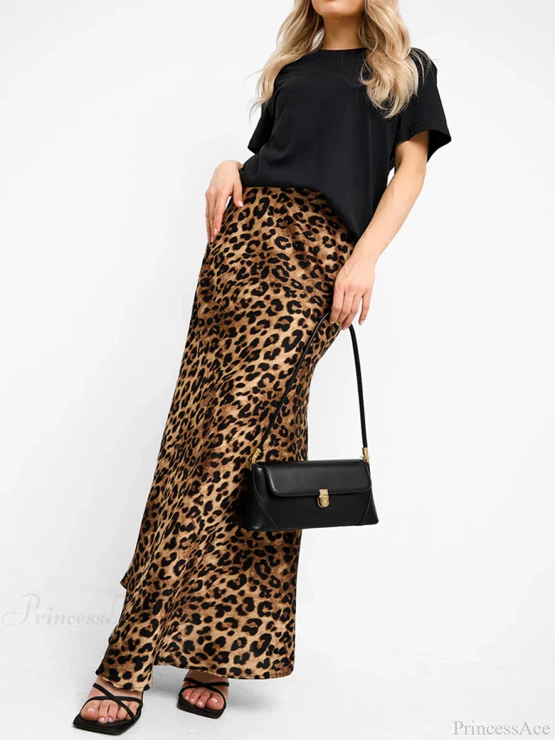 Leopard Print High Waist Midi Skirt image 1