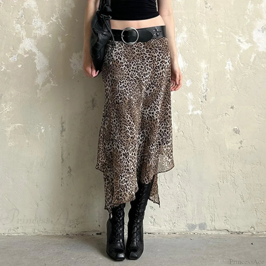 Leopard Print Irregular Hem Skirt image 1