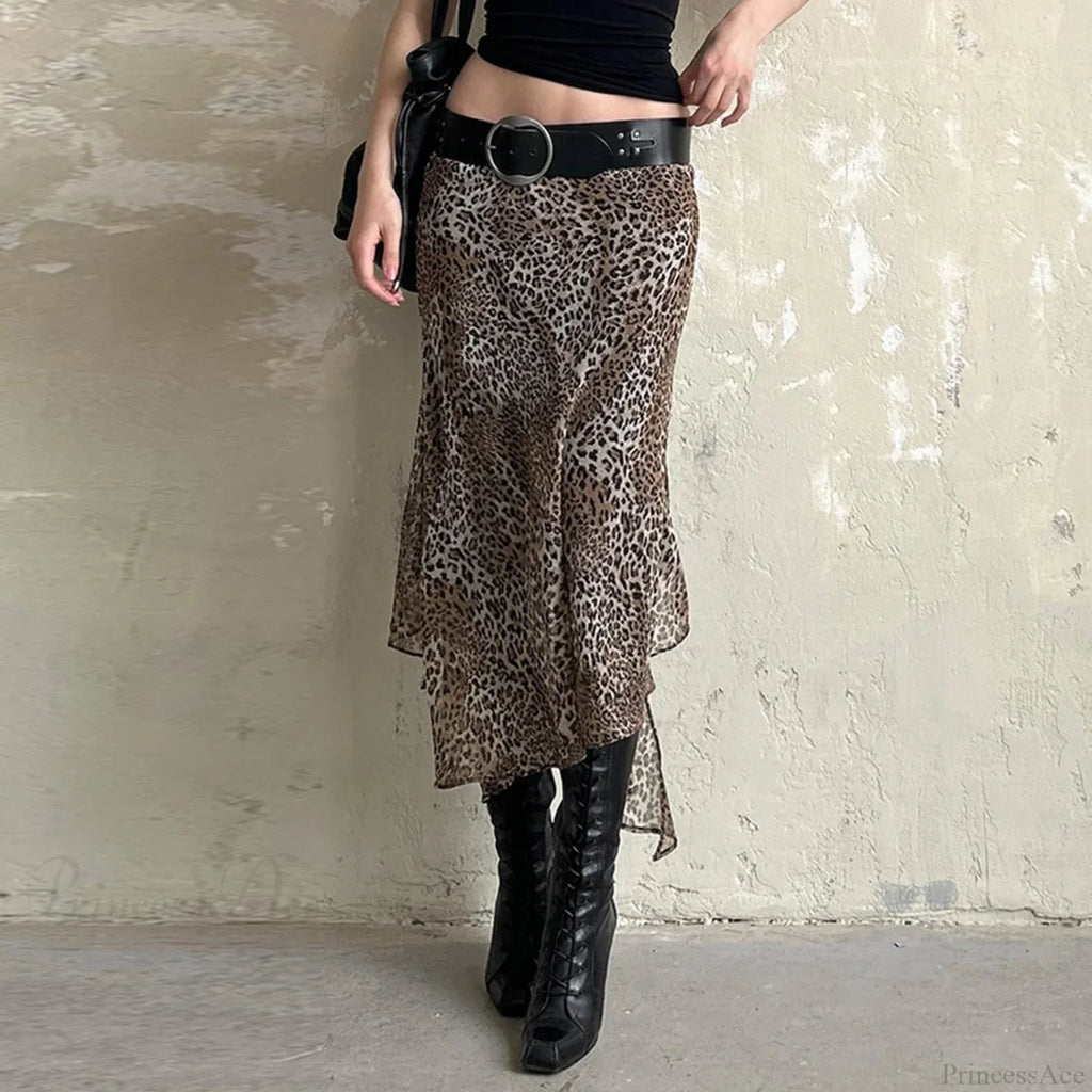 Leopard Print Irregular Hem Skirt image 3